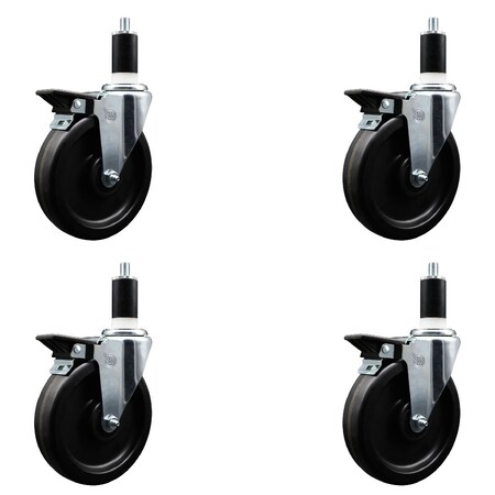 Service Caster 6'' Phenolic Swivel 1-3/8'' Expanding Stem Caster Set with Brake, 4PK SCC-EX20S615-PHS-PLB-138-4